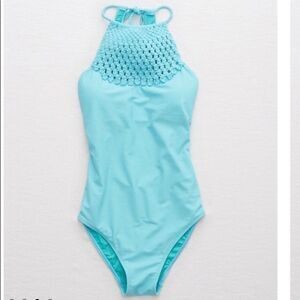 Aerie Macrame Halter Swimsuit